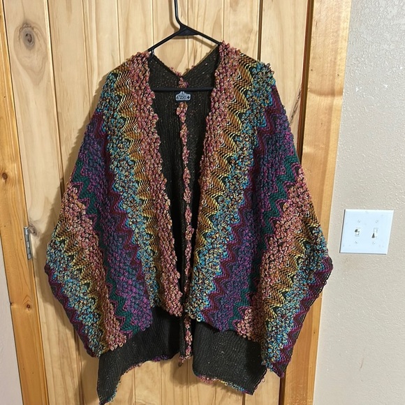Angie Tops - ANGIE BOHO Multicolor Zigzag Knit Women's Duster Kimono